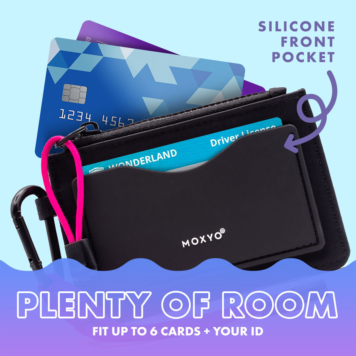 Urban Card Wallet, Bag, Credit Card, Coin Purse, Carabiner, Black