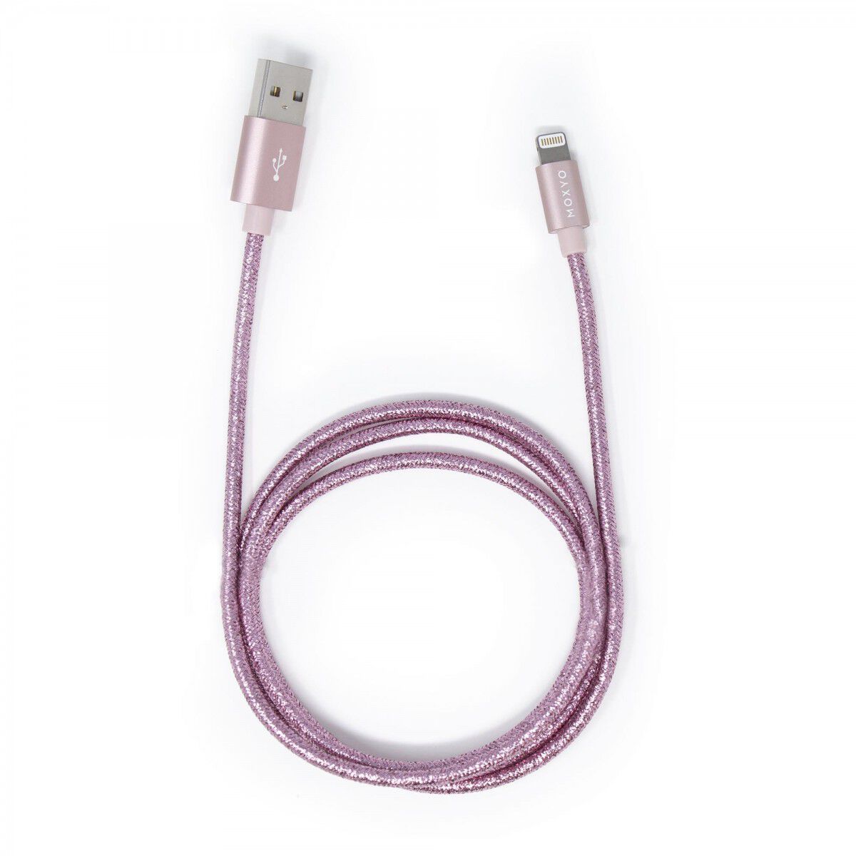Metallic Nylon Braided Lightning Cable (Rose Gold)