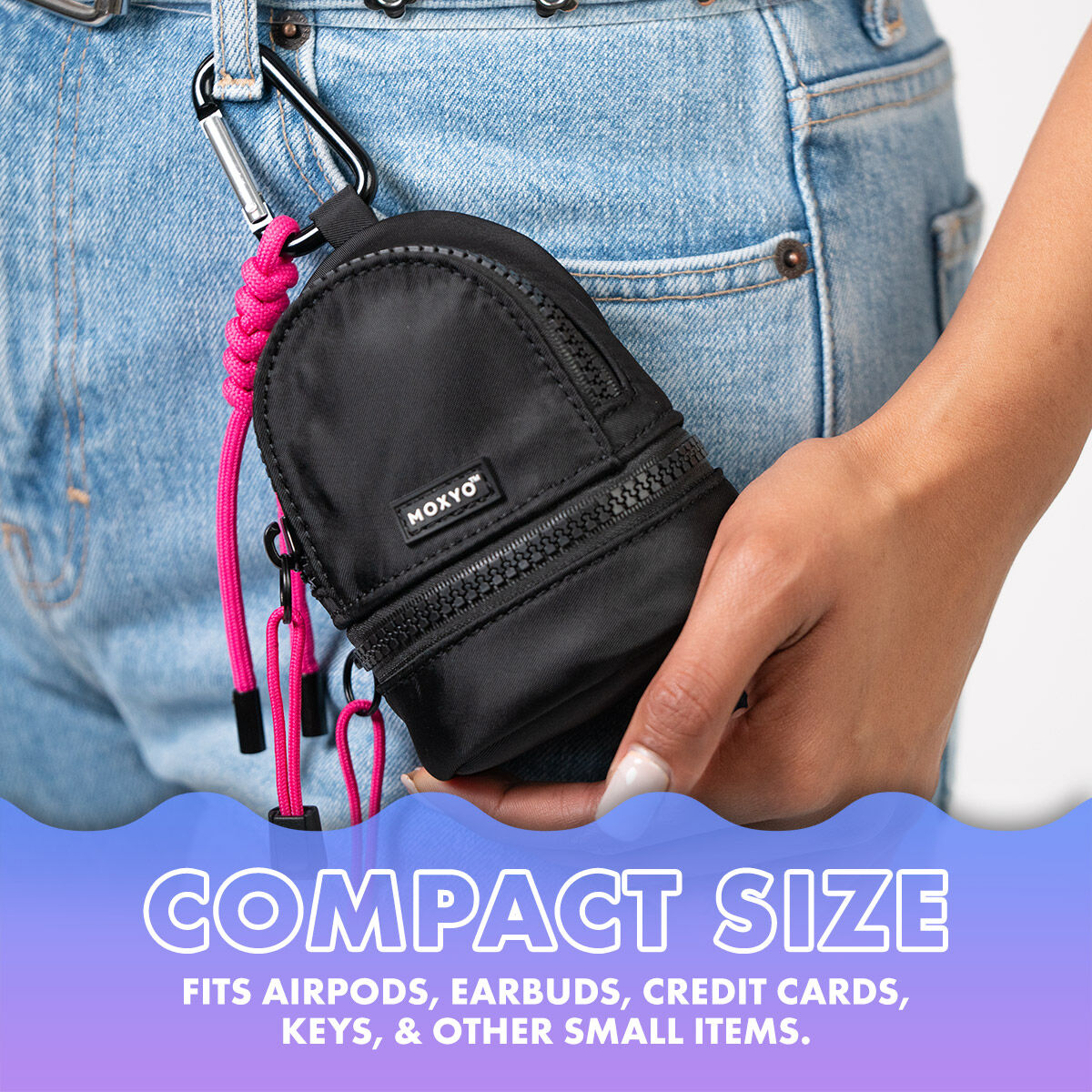 Urban Mini Backpack, Bag, Carabiner, Universal, Pockets, Black
