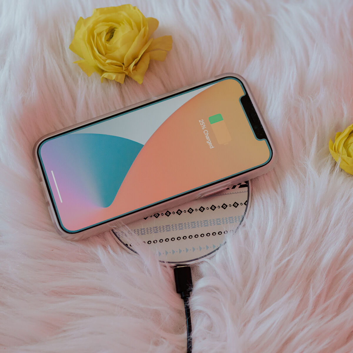 Wireless Charging Pad—(Rose Gold) with Floral Design