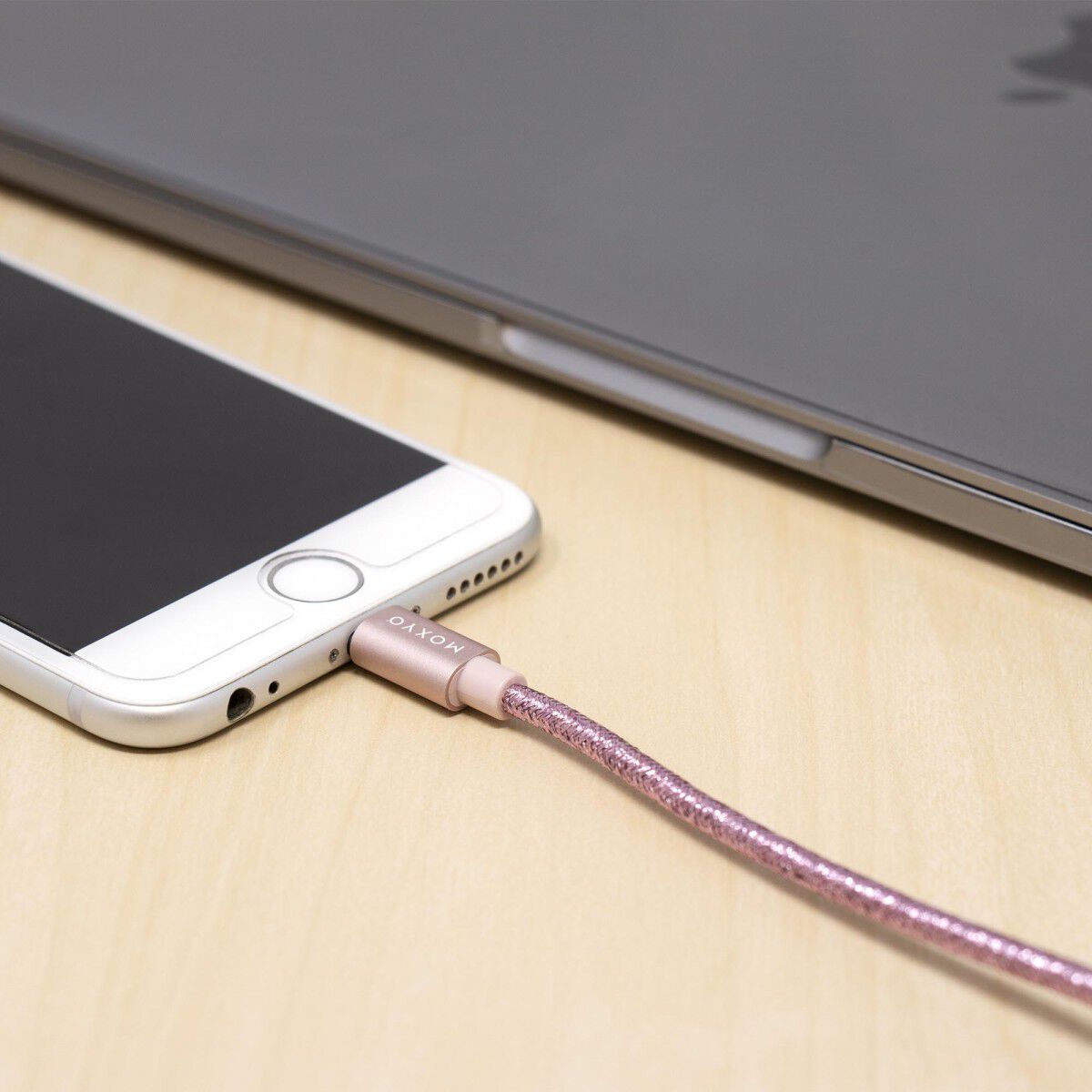 Metallic Nylon Braided Lightning Cable (Rose Gold)