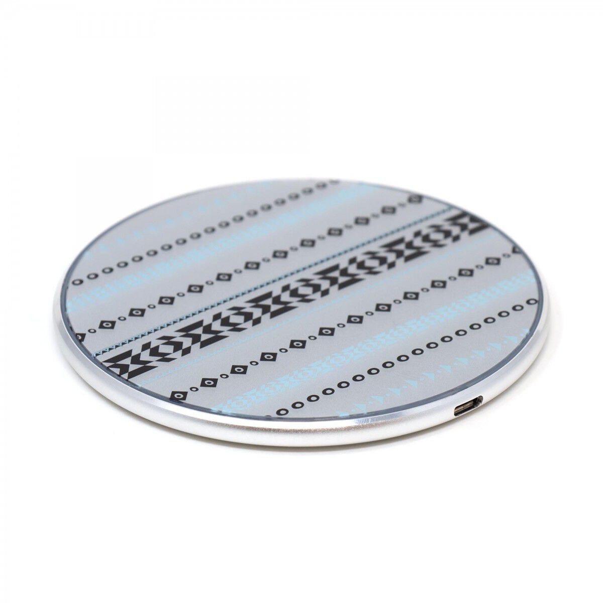 Wireless Charging Pad—(Silver) with Geometric Pattern