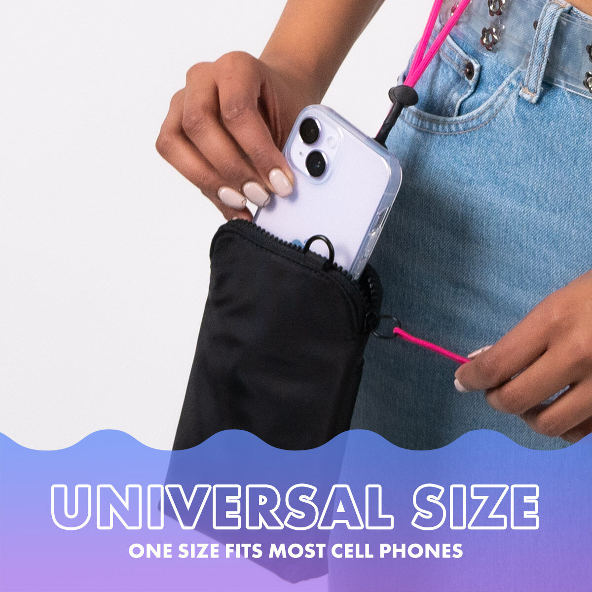 Urban Cell Phone Bag, Bag, Lanyard, Universal, Black