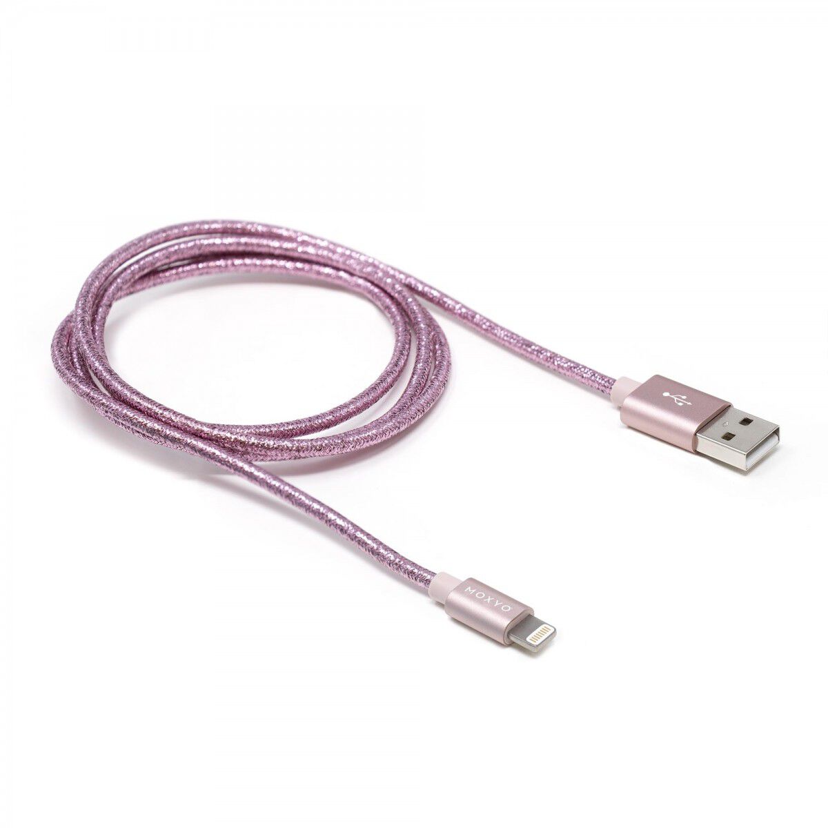 Metallic Nylon Braided Lightning Cable (Rose Gold)