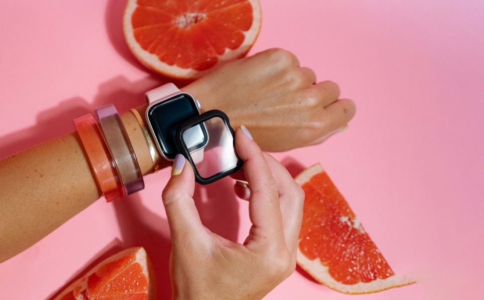 MOXYO Apple Watch Protector with pink and black cases