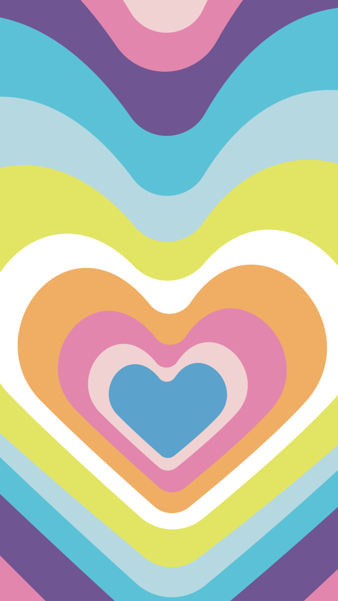 Summer phone wallpaper with hearts in a ringed pattern